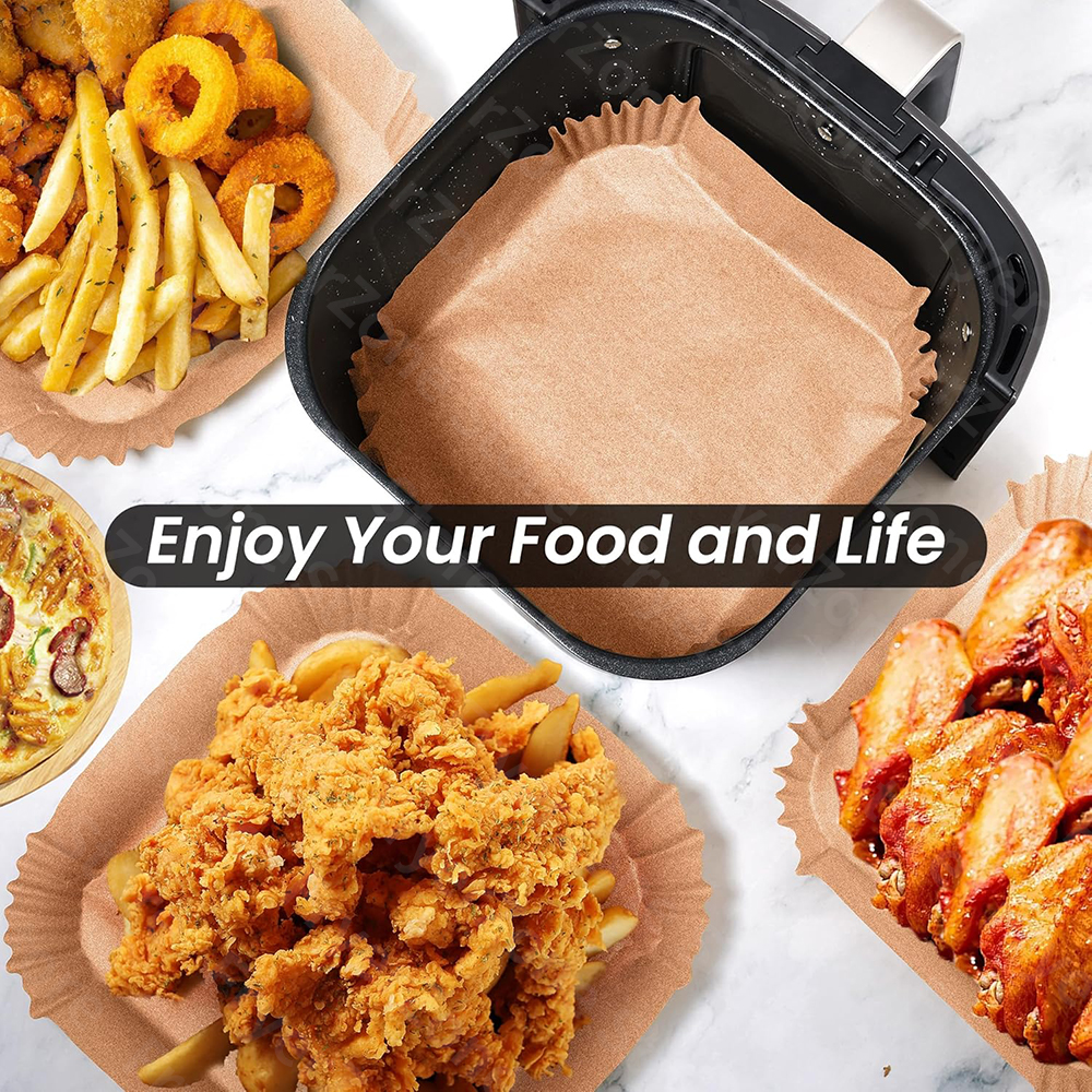 Air Fryer Paper Liners Disposable Parchment Baking Paper for 20cm 5-8QT Square Air Fryer Food Grade Non-Stick Liners Accessories