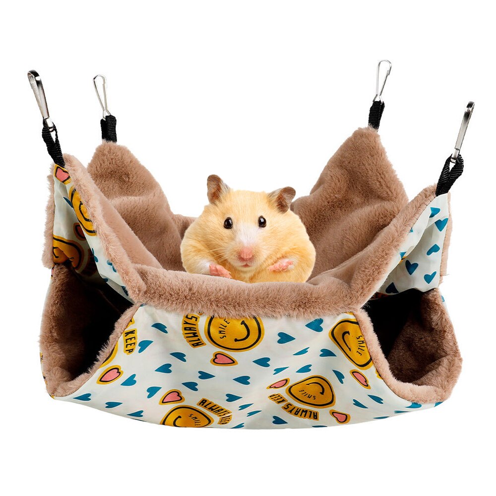 Varm hamster hængekøje hængende seng hus vinter lille dyr egern marsvin dobbeltlags plys bomuld rede kæledyrsforsyninger: C / S