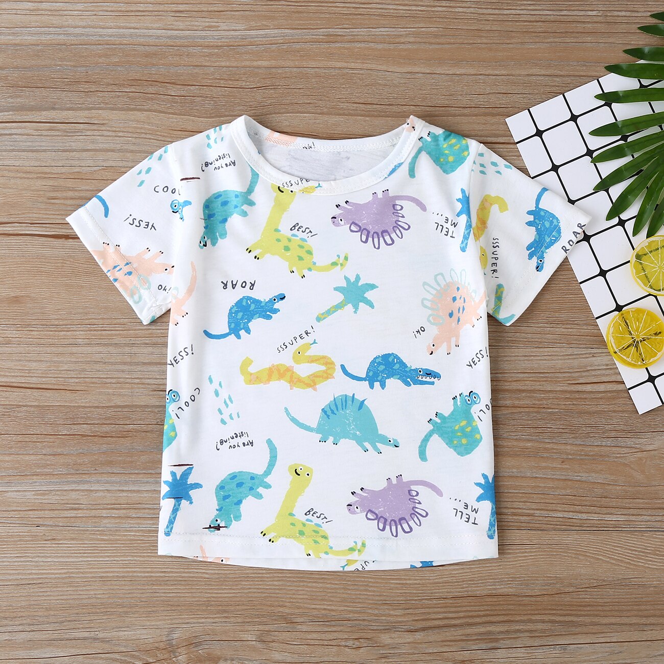 Aa sommer gutteklær sett dyreprint kortermede t-skjorter topper+ensfarget shorts gutteklær babydress