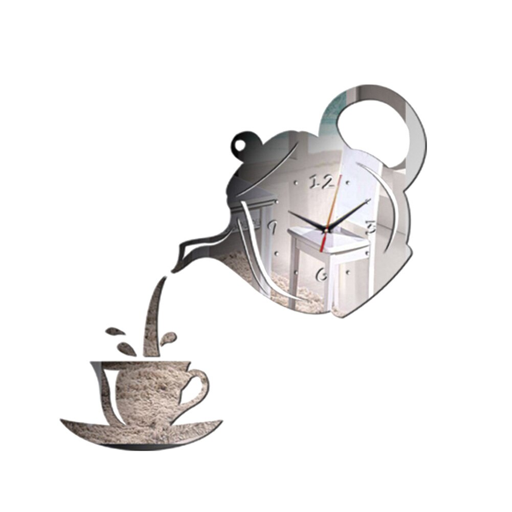 Removable Modern 3D Wall Clock Sticker Set Home Office DIY Wall Sticker Decal for Household Bedroom Decoration: Silver