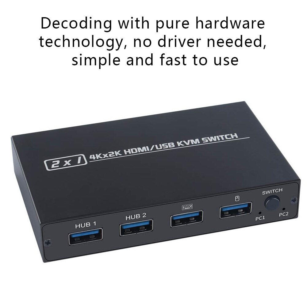 HDMI-Compatible Two USB KVM Box For Shared Monitor Keyboard And Mouse Adaptive EDID / HDCP Printer Plug And USB KVM 4K Switch