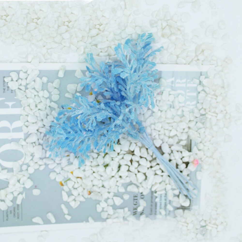 6 stk/parti kunstige planter til bryllup boligdekoration tilbehør scrapbog gør-det-selv krans silke blomster dekorativ urtepotte: Blå
