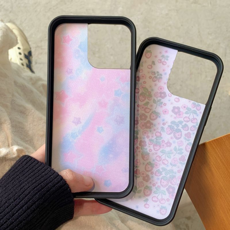 2025 Neue Wildflower 3D WF Handyhülle für iPhone 12 13 14 15 16 Pro Max Plus Regenbogensterne Erdbeerblume Cover Cases Canvas
