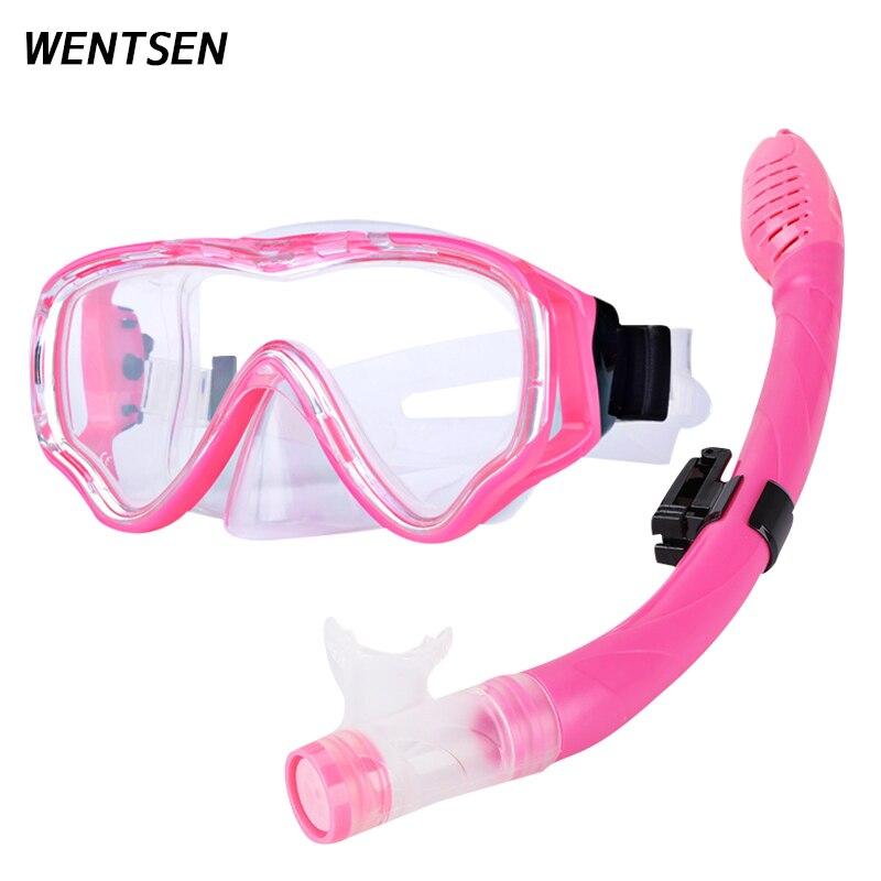 Diving mask kids full face mask for children boy and girls underwater Snorkeling goglese kit Diving Equipment: Transparent pink