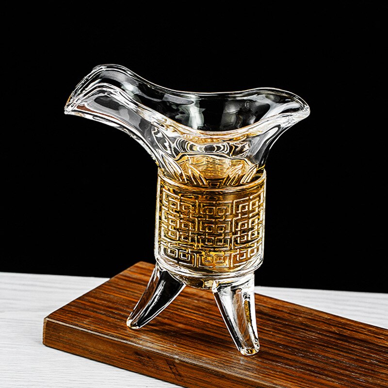 Liquor Cup Jue Cup Ancient Antique Small Wine Cup Three-legged Tripod Cup Chinese Three-legged Glass Liquor Cup