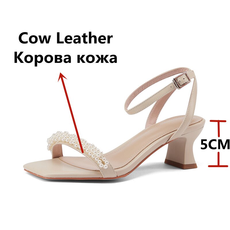 FEDONAS Ankle Strap Pumps Women Sandals Summer String Bead Genuine Leather High Heels Party Prom Shoes Woman