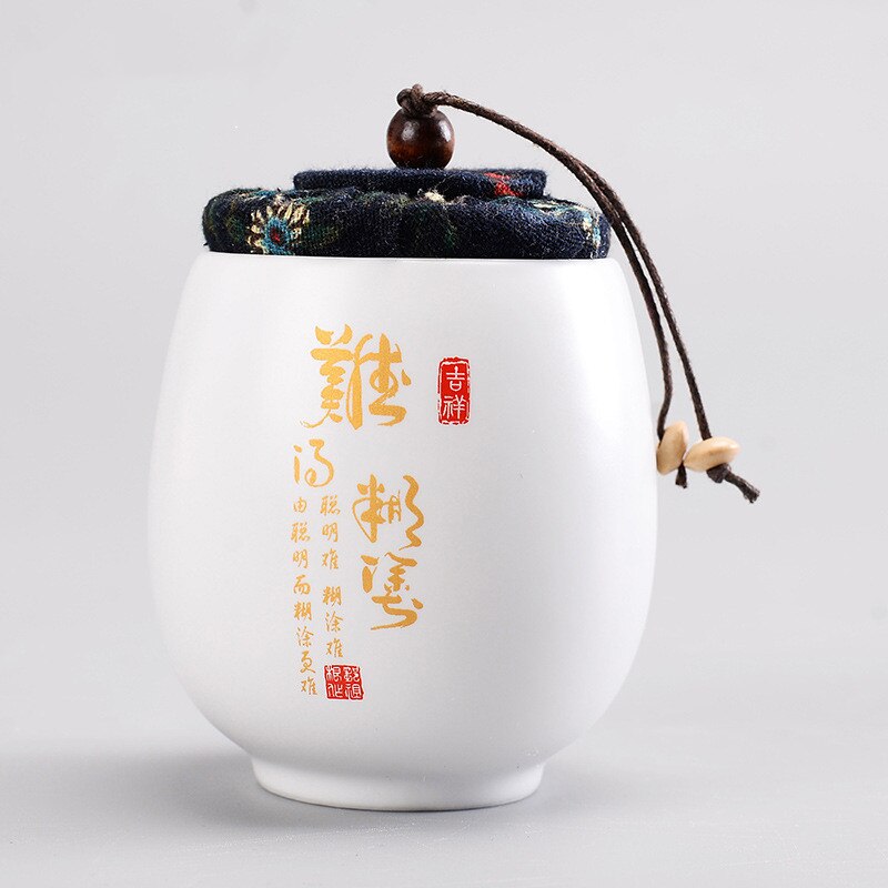 Ceramics tea jar Tieguanyin containers travel tea bag storage box Portable Sealed tea caddy spice organizer Candy storage tank: Tea caddy  E