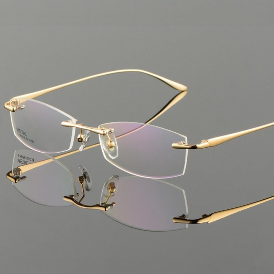 Vazrobe oro gafas montura para gafas de hombre sin montura gafas de hombre para receta ultra ligero de gafas lentes transparentes: Oro