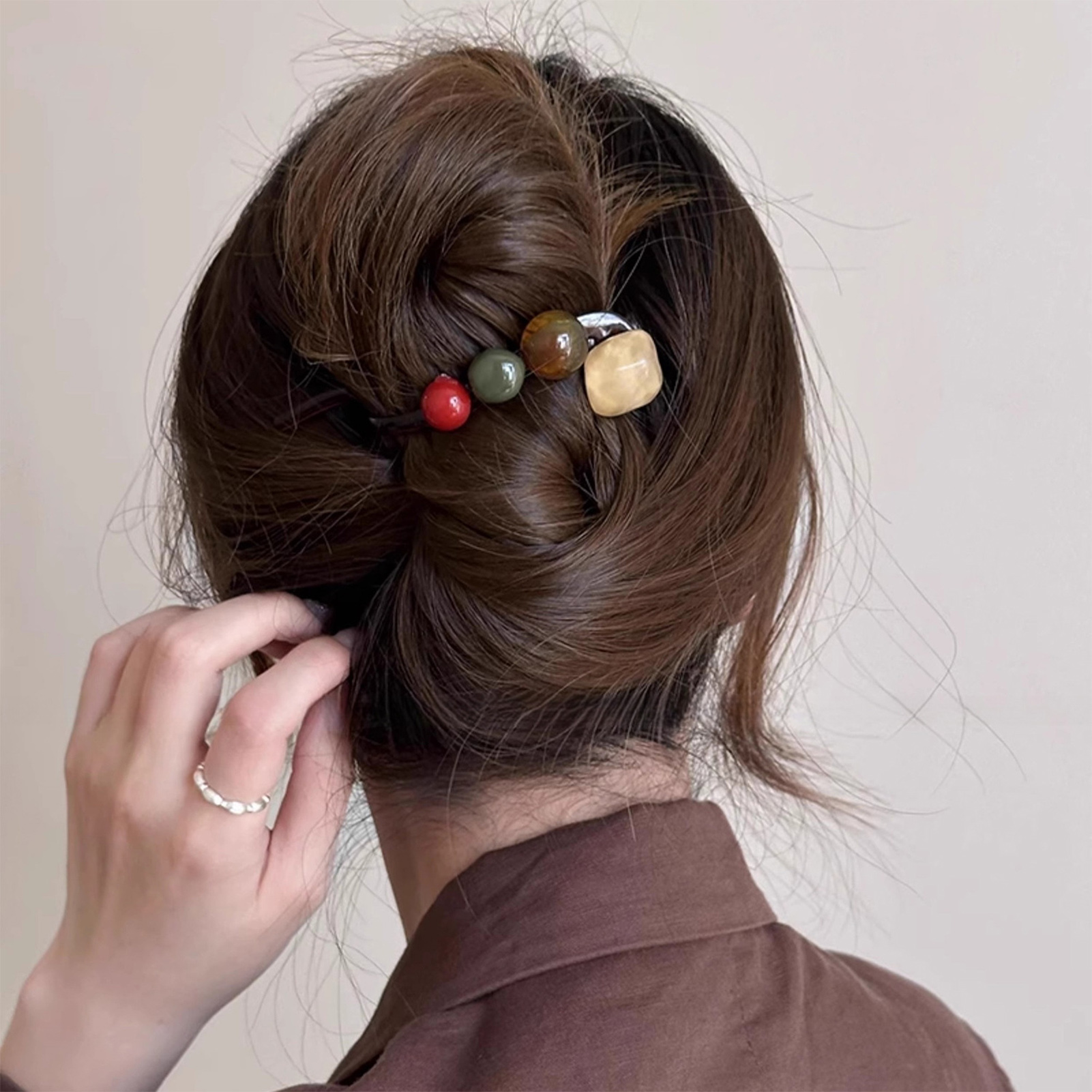 Pasadores de verano para mujer, horquilla con forma de bola colorida Vintage, accesorios para el cabello de viaje para compras diarias, pinza para el cabello de tiburón grande, 1 ud.