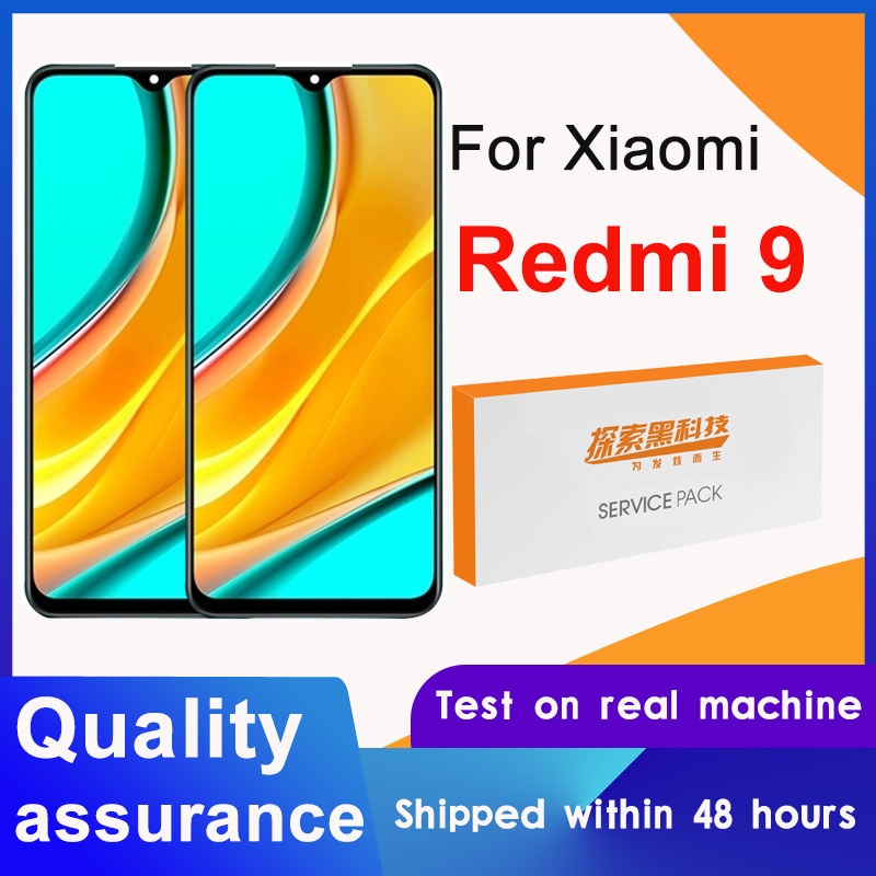 Recambio de pantalla de 100% pulgadas probada con marco para Xiaomi Redmi 9, montaje de digitalizador LCD con pantalla táctil para Redmi9, 6,53