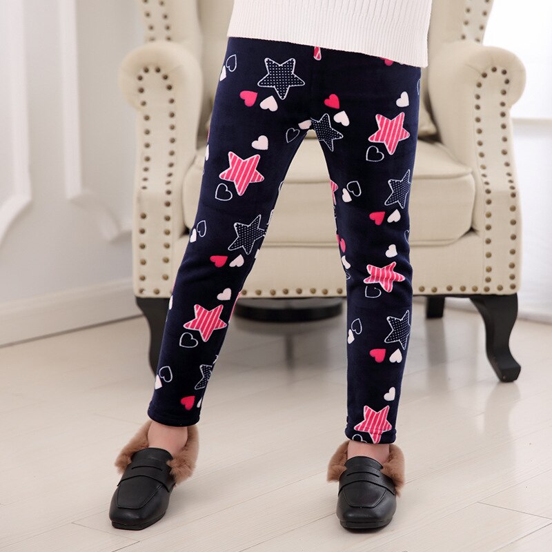 Flickbyxor barn flickor leggings tjocka varma barn elastiska midja byxor flickkläder för vinter höst 3-10t pennbyxor