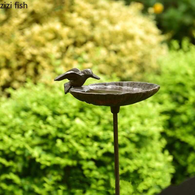 Cast Iron Bird Feeder Bird Drinking Plugin Garden Ornament Wrought Iron Feeder Bird Supplies Metal Bird Feeder Outdoor Bird Bowl