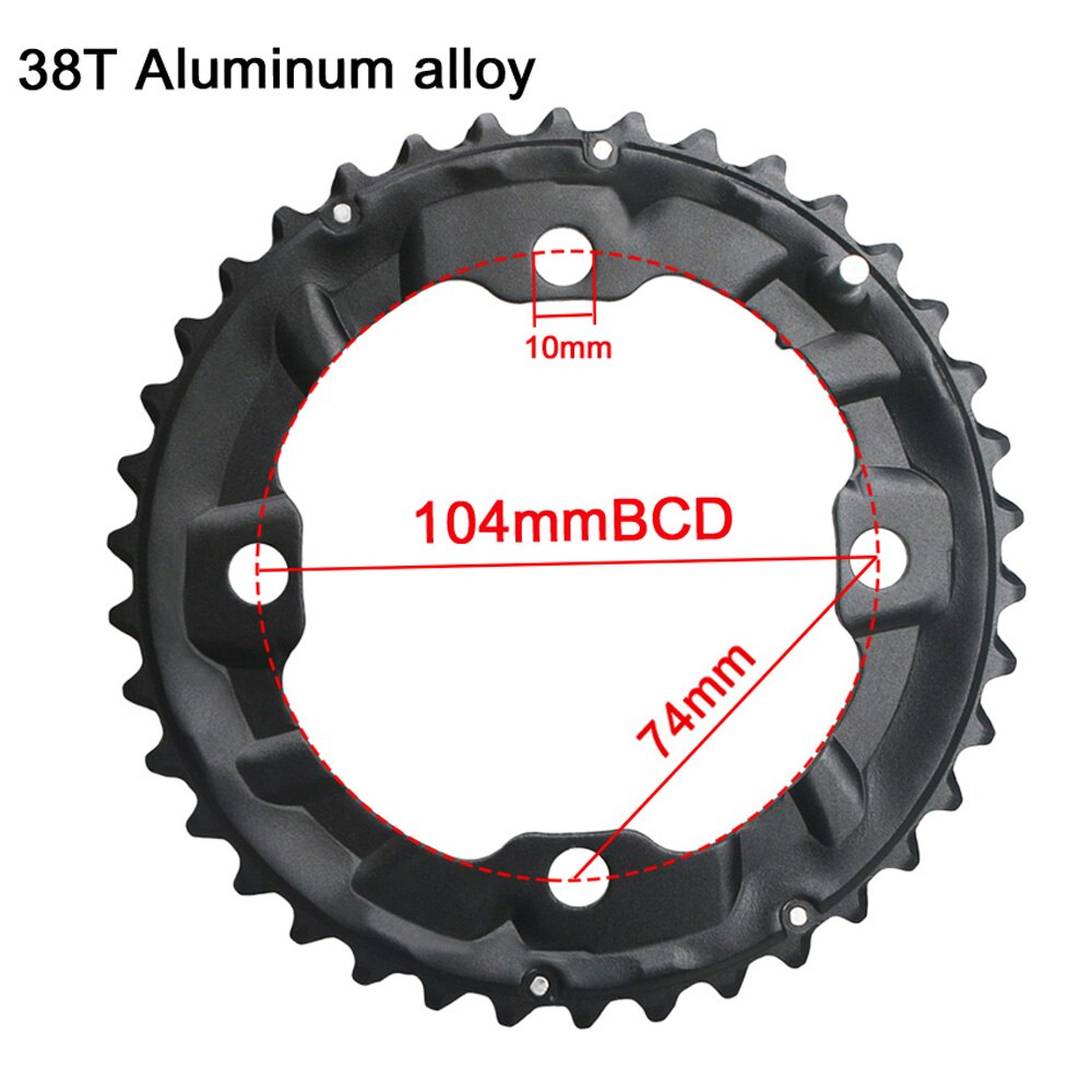 Plateau de pédalier Double 64BCD 104BCD pour vtt, 22, 24, 26, 28, 36, 38 dents: 38T Alloy