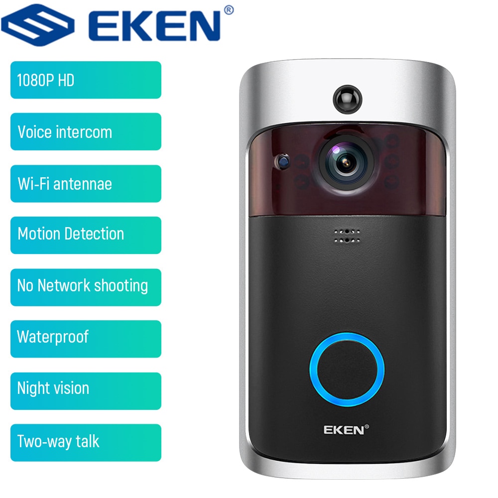 Eken V5 Video Deurbel Draadloze Wifi Ir Bewakingscamera Home Monitor Nachtzicht Intercom Deurbel
