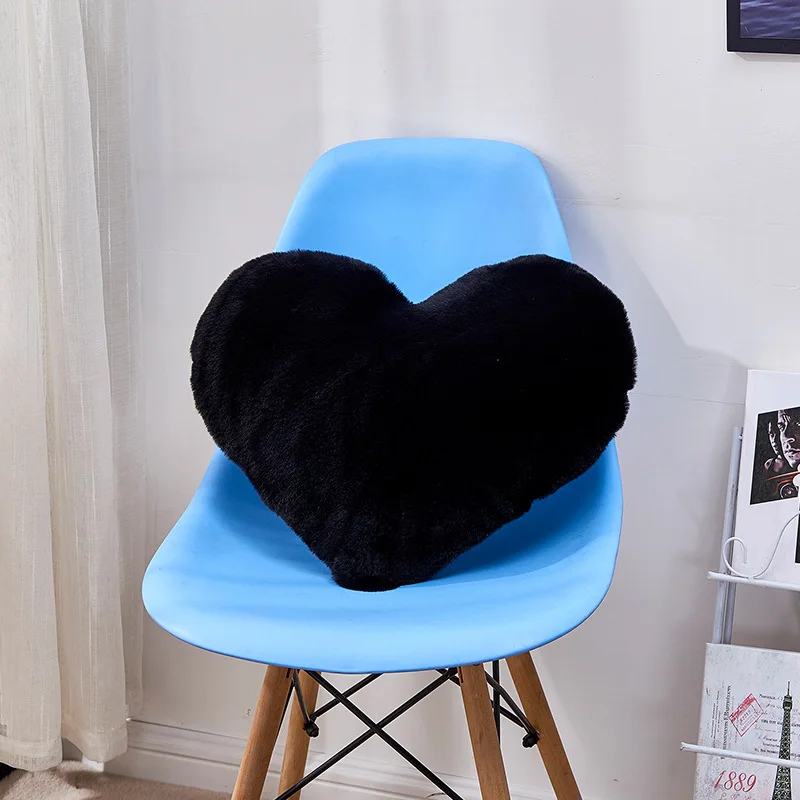 Faux Fur Sheepskin Pillow Cover Love Heart Shaped Sofa Cushion Cover Solid Colour Beds Pillowcase Valentines Day Home Decor: PURPLE