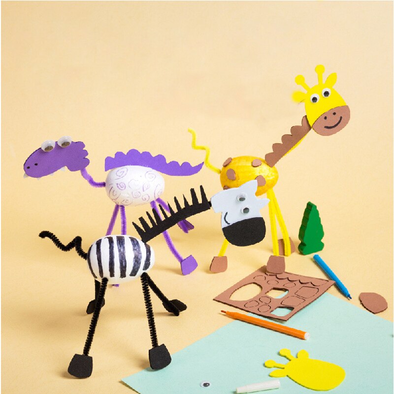 Kinderen Speelgoed 3D Giraffe Zebra Ambachten Speelgoed DIY Schilderen Ei Kids Dinosaurus Dieren Kleuterschool Educatief Speelgoed voor Kinderen