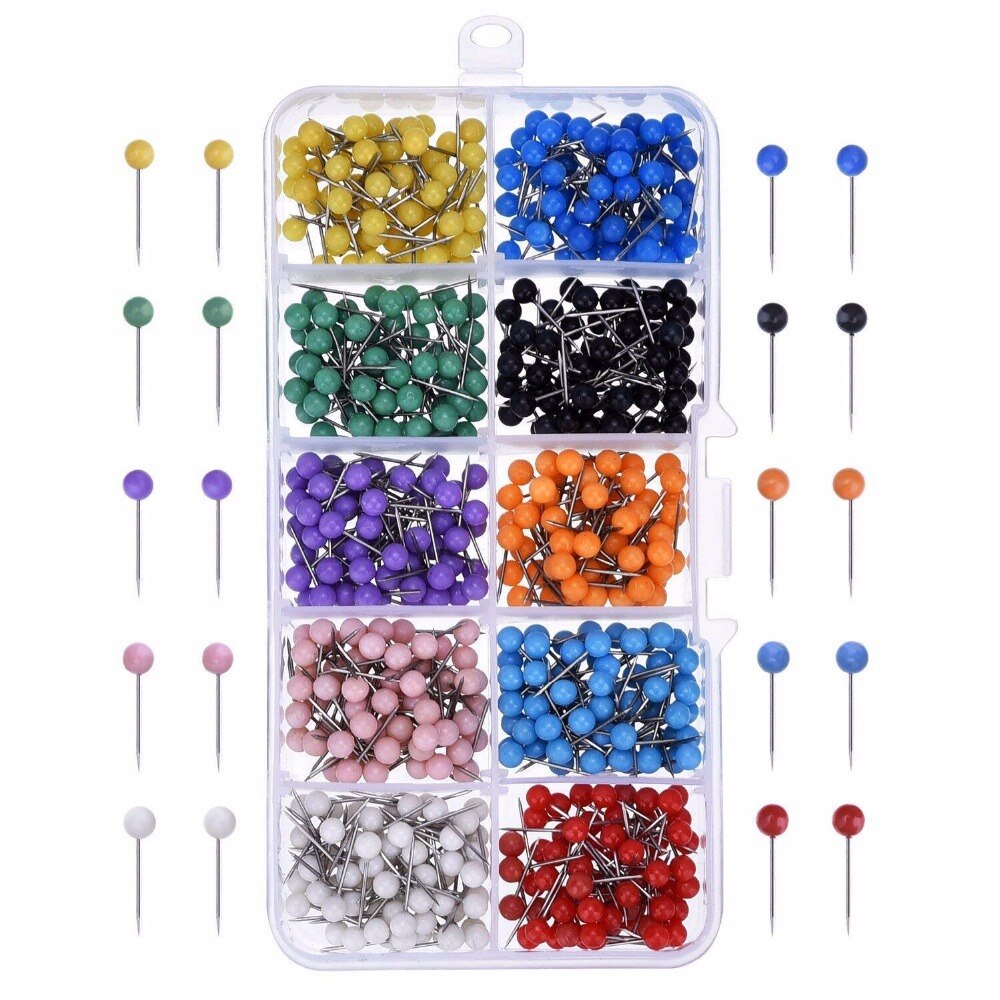 Map Tacks Push Pins Plastic Head with Steel Point, 4mm, 500 Pieces standard pin