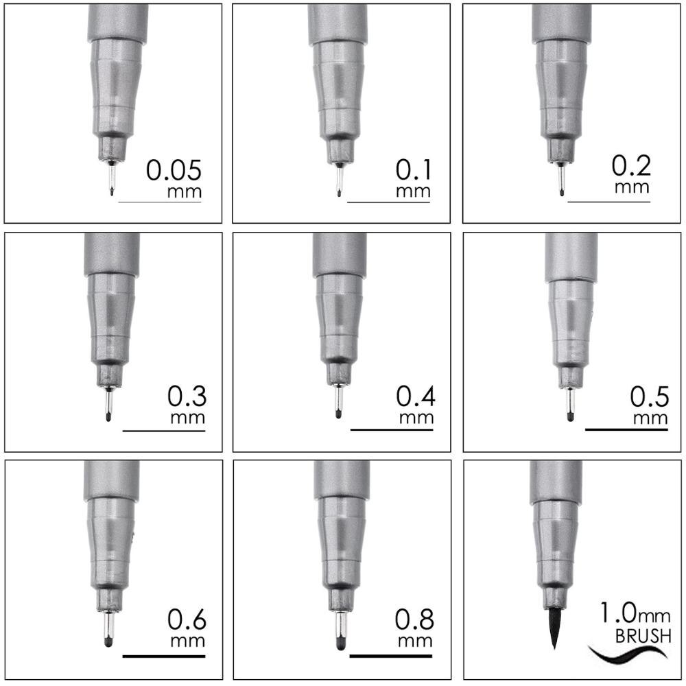 STA Fine ligne noir Pigment Liner pinceau stylo étanche archives encre Micro Fine Art marqueur pour dessin écriture manuscrite croquis 6986
