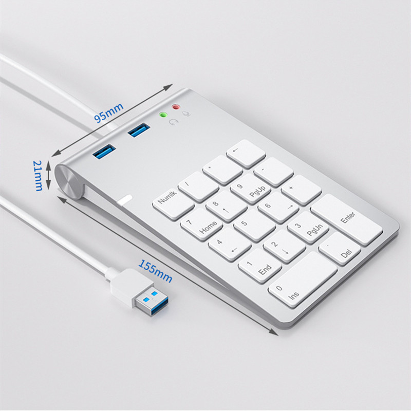 Przewodowa klawiatura numeryczna i HUB USB 3.0 Stacja dokująca z gniazdem 3,5 mm Dysk U Księgowość finansowa Kasjer Uniwersalna klawiatura cyfrowa: Default Title
