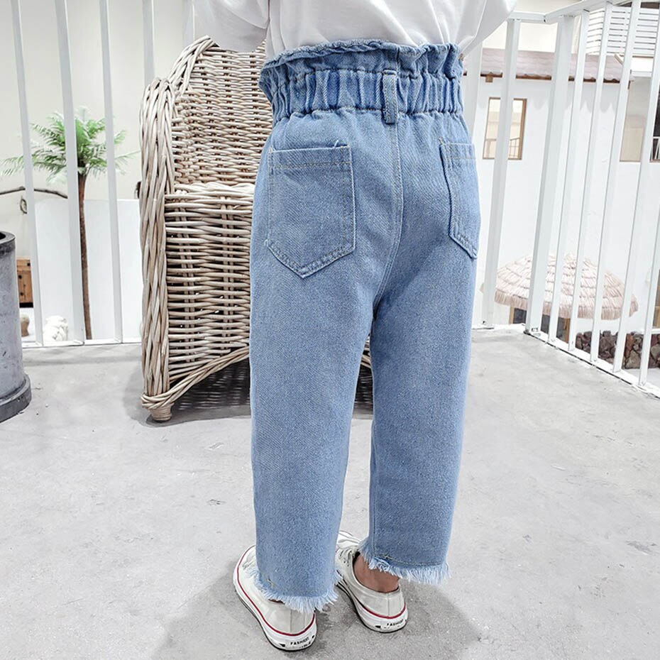 Baby Girl Jeans Tassel Girl High Waist Jeans Kids Casual Style Jeans Kids TollderClothes For Girls
