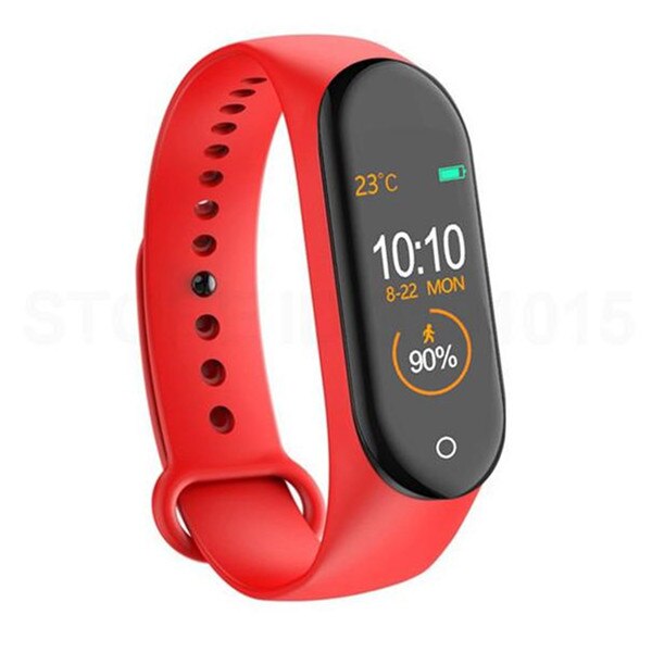 Sport Running Pedometer M4 Smart Wristband Heart Rate Waterproof Touch Screen Bluetooth Fitness Tracker Pedometer: RED