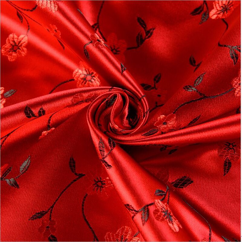 Red floral style jacquard tapestry jacquard silk fabric for wedding dress cushion cover curtain patchwork upholstery home deco
