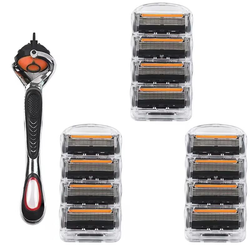 Rakhyvel för män, premium rakhyvel , 5-- lagers rakhyvel ansikte skägghår levereras med utbytbara blad , 5-- lagers refills: Orange
