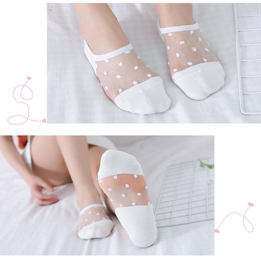 5 paar/pak kanten mesh visnet sokken meisjes sokken transparant stretch elasticiteit enkel net garen dunne dames sokken calcetines mujer: Wit