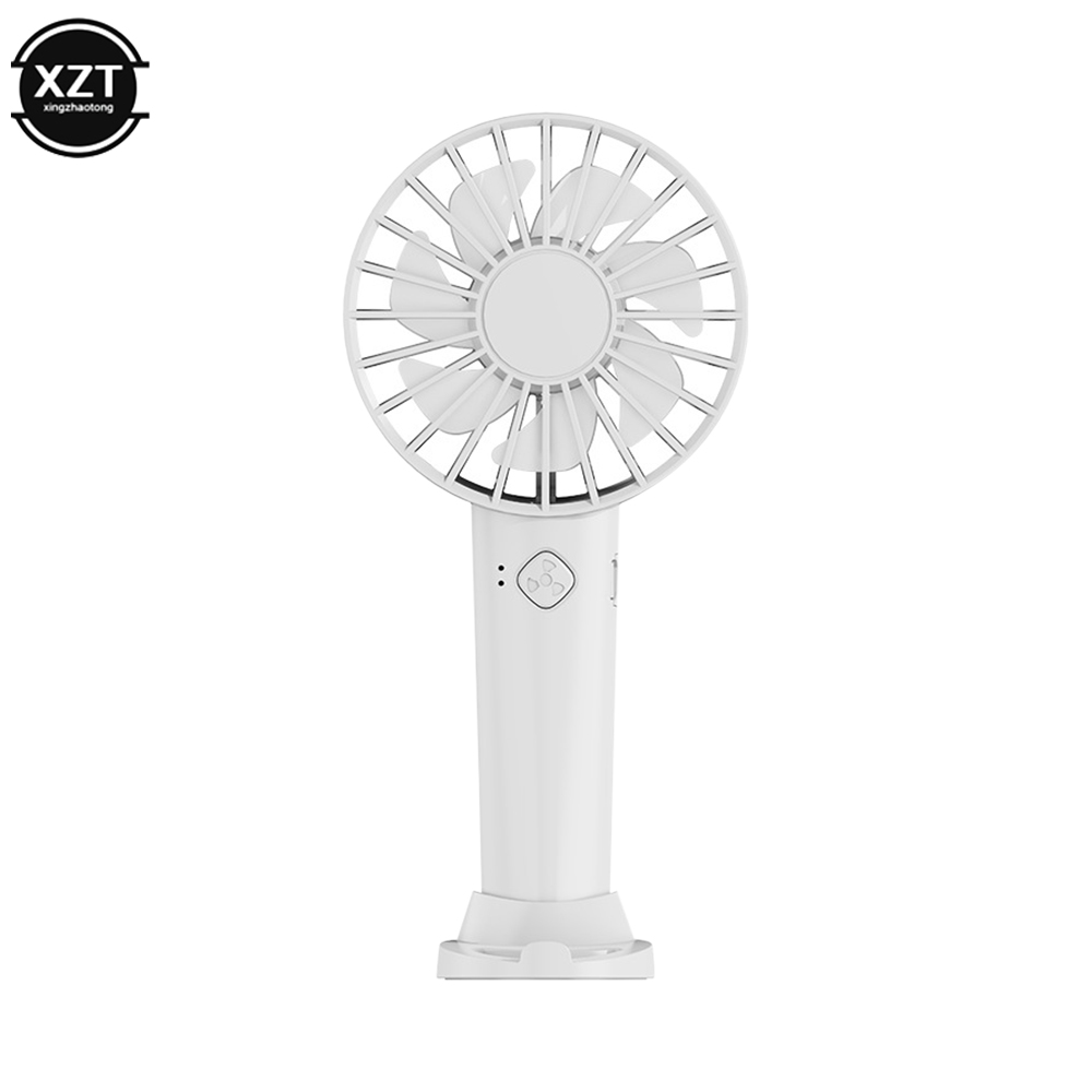USB Mini starker Wind Hand ventilator tragbare leise wiederauf ladbare Desktop-Luftkühler mit Telefon halter Lüfter Outdoor-Reisen: WHITE