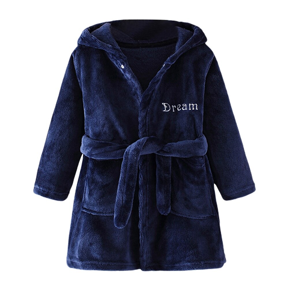 Crianças roupões de banho flanela inverno crianças pijamas com capuz robe infantil pijamas camisola para meninos meninas 3-10 anos roupas de bebê: DL / 9-10T