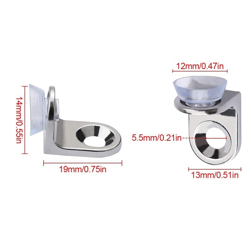 30 Pieces Glass Shelf Bracket with Sucker Glass Shelve Support Right Angle Fixing Brackets for Kitchen Cabinets Cupboard