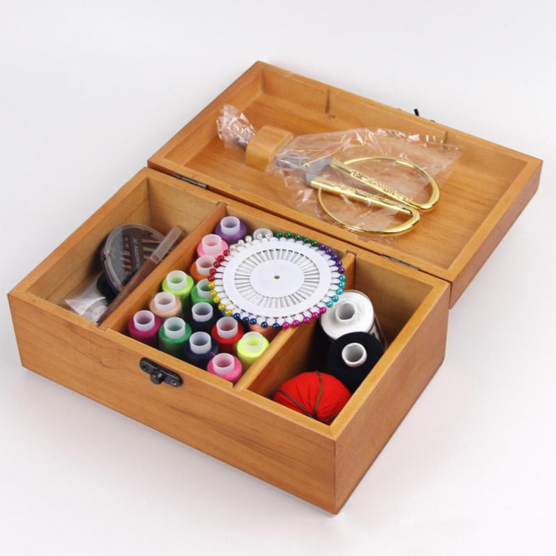 Multifunction Wood Box Sewing Kit Treasure Box Needle And Thread Storage Box For Home Supplies