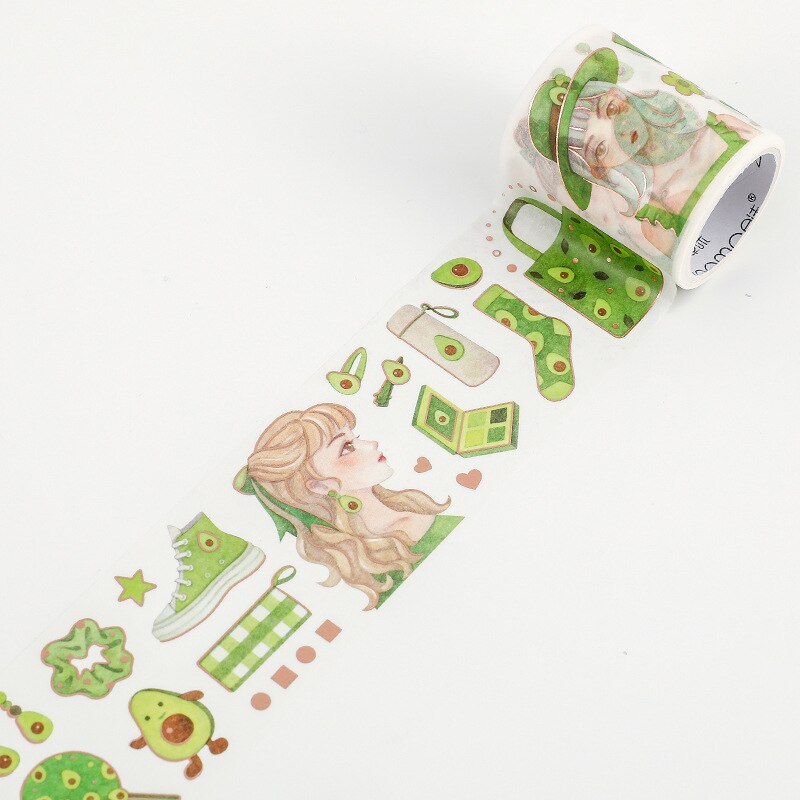 Avocado Meisjes Serie Collage Washi Tape Plakband Diy Scrapbooking Sticker Label Masking Ambachtelijke Tape