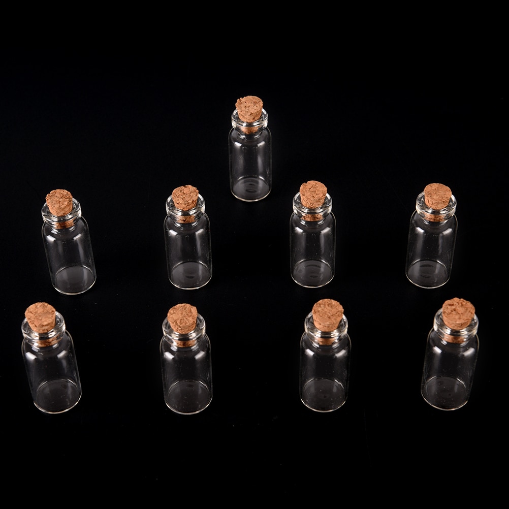 10 stücke 16x35mm Für Hochzeit Weihnachten Kleine Leere Klar Wunsch Flaschen Winzigen Kork Glas Flaschen fläschchen Dekoration
