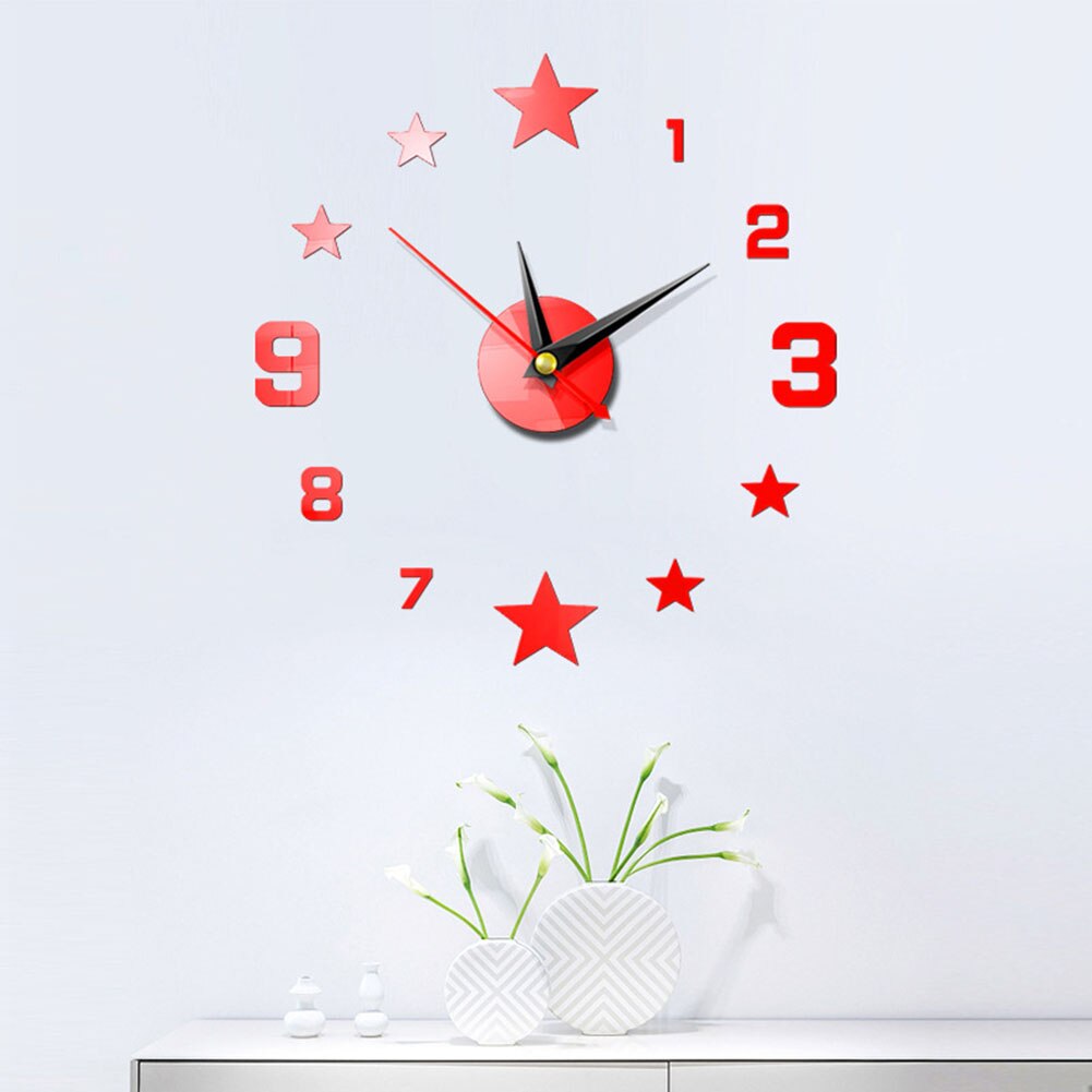 Acrylic wall Clock Home Decorative Wall Clock DIY Strip Rectangular Mirror Wall Sticker