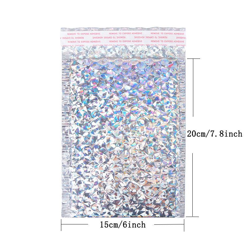 50 PCS/Lot Rose Gold Plastic Bubble Envelopes Bags, Padded Envelope, Waterproof Bubble Bags: Laser 15x20cm