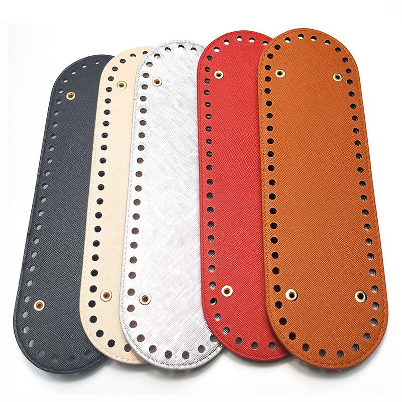 26x8cm Bag Bottom Oval PU Leather Bottoms with Holes Accessories for Knitting Handbag Crossbody Messenger Bags DIY Parts KZBT011