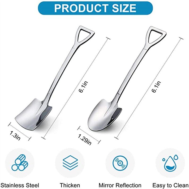 Ice Cream Shovel Spoons Set Stainless Steel Dessert Fruit Chocolate Cake Teaspoons Coffee Spoon Party Spoons Wedding