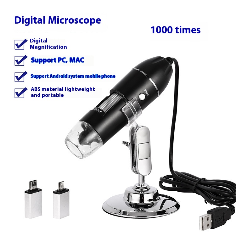 Digital Usb Microscope Three In One 1000X Electron Microscope 1600X Maintenance Magnifying Glass: WHITE