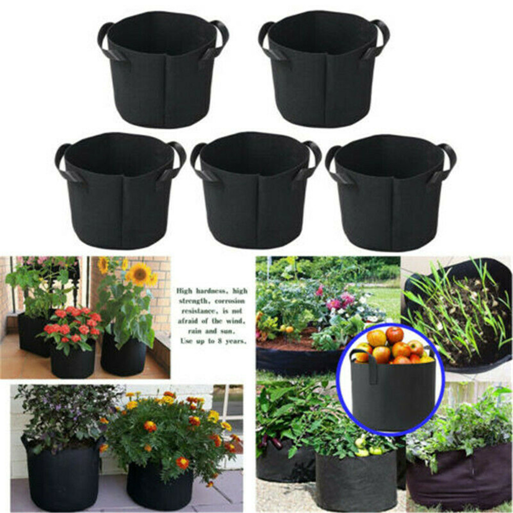 Macetas de tela suave para cultivo de raíces bolsas para macetas, asas permeables, no tejidas, tela negra, aireación, promueve un mayor crecimiento de raíces para interiores y exteriores