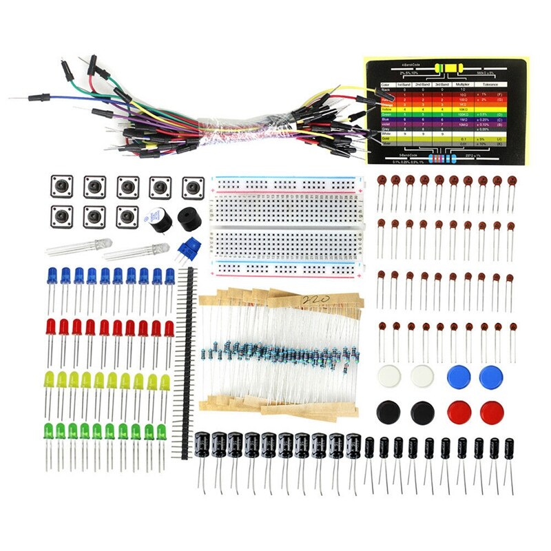 Startsæt modstand led kondensator breadboard modstand buzzer til arduino