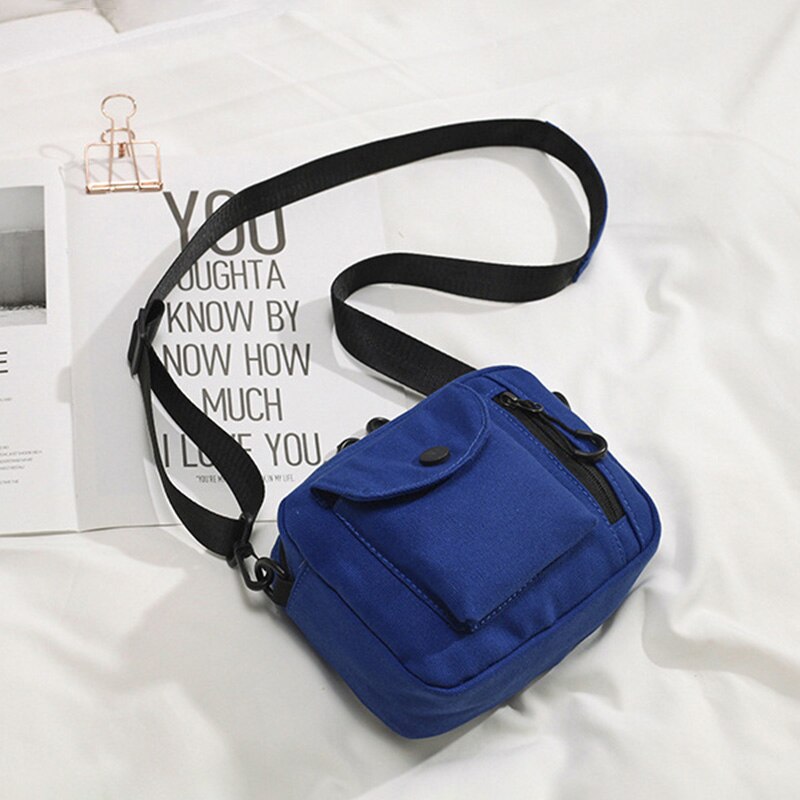 Korean Mini Student Bag Cell Phone Bags Simple Mini Crossbody Bags Casual Ladies Flap Shoulder Bag Girls Messenger Bag: Blue