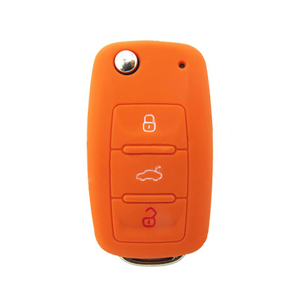 Etui clés de voiture en silicone pour VW Golf Bora GOLF Passat pour Skoda Octavia A5 Fabia pour SEAT Ibiza: Orange