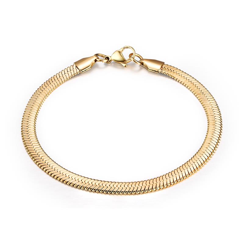 3/4/5 MM Rvs Snake Chain Armband Voor Vrouwen Mannen Klassieke Goud Kleur Charm Armbanden Sieraden: 20Cm / Licht Geel Kleur