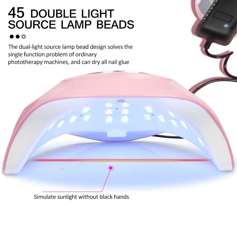 180W Zon M3 Nail Gel Droger Nail Lamp 45LED Uv Lamp Snel Droog Nagellak Drogen Lamp Roze/groen Professionele Manicure Lamp