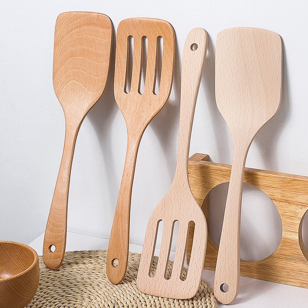 Espátula de madera para cocina, accesorios de cocina antiadherentes, herramientas de cocina, espátula para comida, utensilios de cocina, 1 ud.