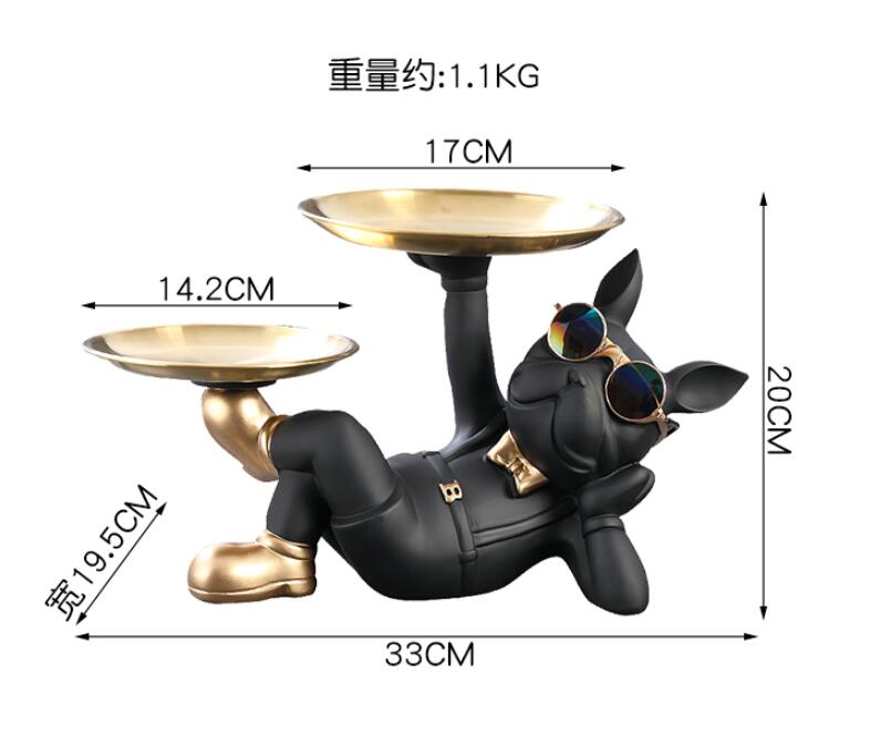 Statue de majordome en résine avec plateau de rangement pour chien, ornement de Table pour salon, Sculpture décorative, artisanal