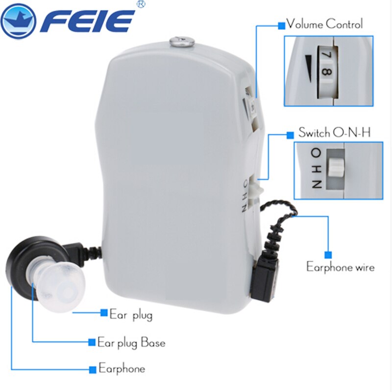 X-136 AXON-audífono de bolsillo para ancianos, amplificador de sonido ajustable, volumen, cuidado de sordos, auriculares de ayuda con cable
