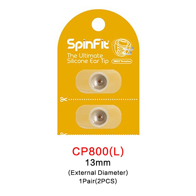 Original dunu spinfit  cp100 cp800 in- øret patenteret silikone øretelefoner øreprop 1 par  (2 stk): Cp800- l (13mm)