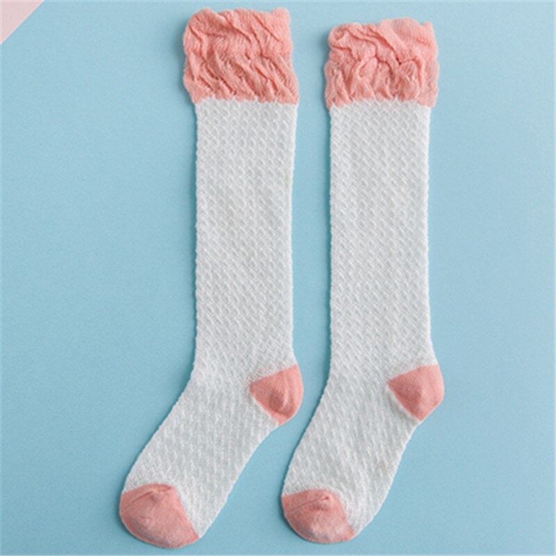 Frühlings- und sommer-netzstrümpfe für babys, farblich abgestimmte dünne, atmungsaktive babysocken, hohe socken für mädchen